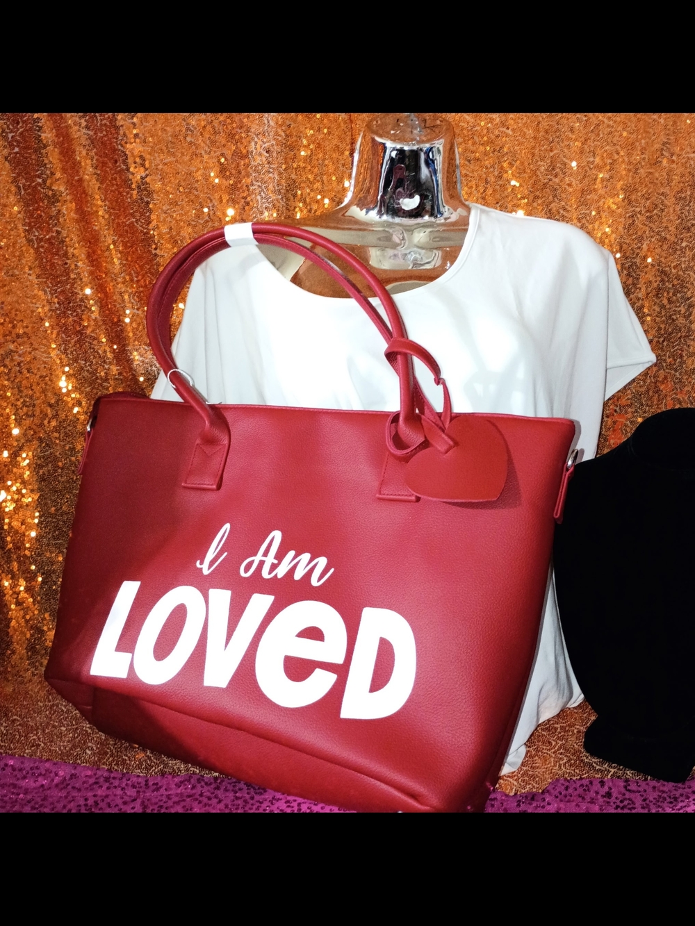 I Am Loved Red Shoulder Tote Bag